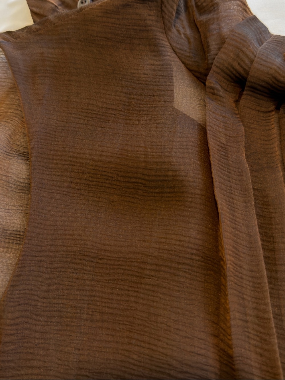 AKRIS 100% Silk Chocolate Brown Pleated Blouse Size 6 - Picture 15 of 16